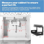 Under Sink Organizer Upgrade To Professional Rails,2-Tier Dual Pull Out Cabinet Storage,Height Adjustable Slide Out Drawers F