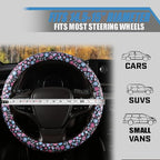 Floral Print Steering Wheel Cover with Silicone Inner Ring, Non-Toxic, Odorless Silicone Leather with Non-Fading Pattern for 