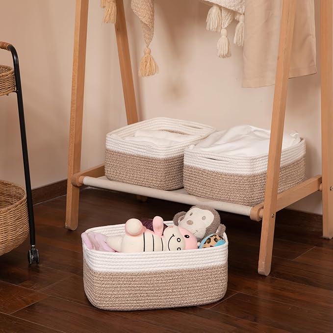 OIASKET Storage Baskets for Organizing 3 Pack, Woven Baskets for Shelves, Closet Organizer Bins Empty Gift Basket Toy Storage