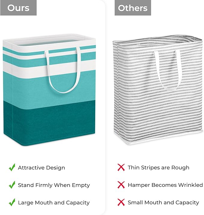 HomeHacks 2-Pack Large Laundry Basket, Waterproof, Freestanding Laundry Hamper, Collapsible Tall Clothes Hamper with Extended