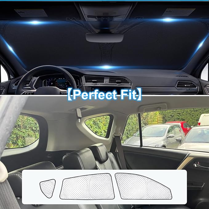 KMF 8pcs Thicken Sun Shades for Toyota RAV4 2013-2018 Accessories, Full Car Window Covers Sunshade for Windshield Side Rear, UV Block and Blackout Privacy for Car Camping Outdoor