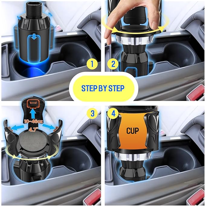 3 Pieces Car Cup Holder Expander with Coaster for Car and Car Hook, Car Drink Cup Holder Expander Insert Stable and Malleable