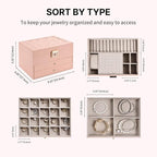 Greenfeather Jewelry Boxes for Women, Jewelry Organizer Box with Lid 3 Layers for Necklaces Rings Earrings and Bracelets Box 