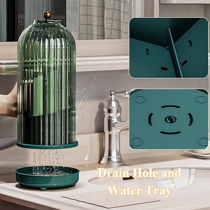 Toothbrush Holders with Cover, Drainage Rotating Electric Toothbrush Organizer, 3 Slots Tooth Brush Holder for Bathroom Count