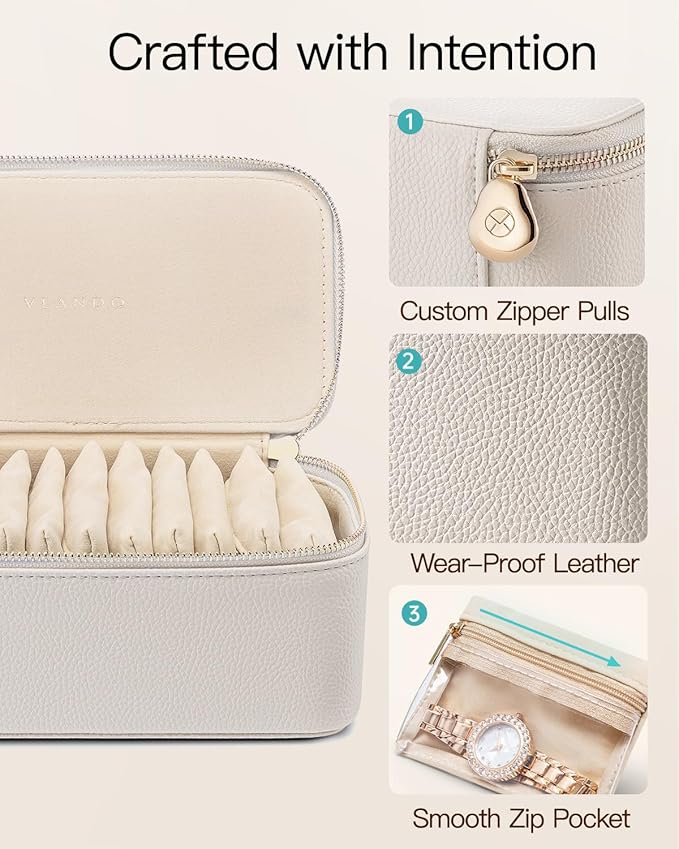 VLANDO Travel Jewelry Case,Jewelry Box with 12 Velvet Jewelry Pouch Jewelry Travel Organizer for Mothers Day Mom Gifts, Jewel