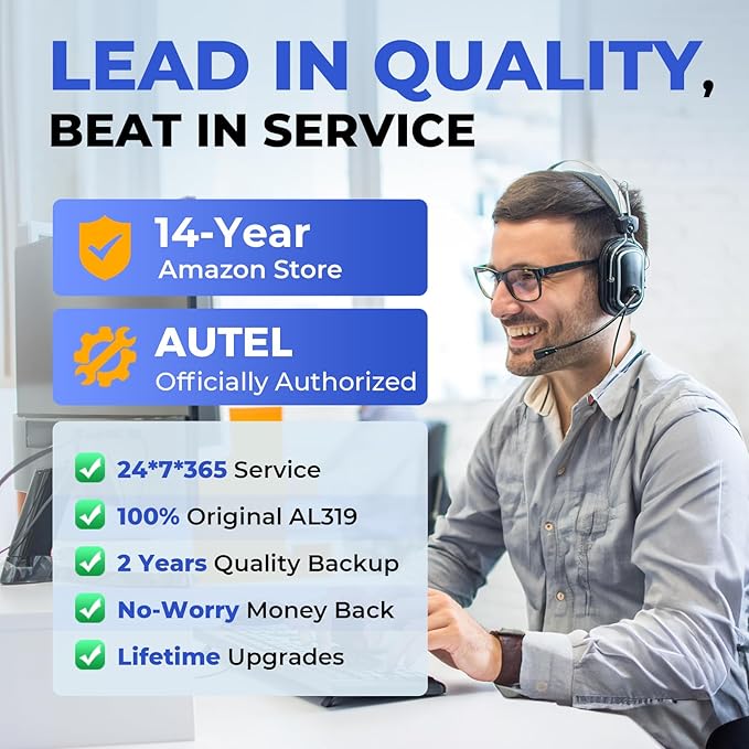 Autel Professional OBD2 Scanner AL319 Code Reader, Enhanced Check and Reset Engine Fault Code, Live Data, Freeze Frame, CAN Car
