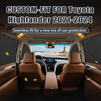 ZATOOTO Car Window Shades for Toyota Highlander 2021-2024, 4 Pcs Magnetic Car Window Covers - 100% Block Light Privacy Curtains, Side Window Sun Shade for Baby Breastfeeding, Sleeping, Camping