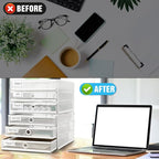 Zhanmai 2 Pack White Desk Organizer with Drawer Total Wire Mesh Storage Tray Multifunctional Paper Sorter File Stand for Home