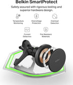 Belkin Wireless Car Charger, Magnetic Car Vent Mount w/ 3.3ft USB C Cable, Qi2 MagSafe Compatible Fast Charging iPhone Charger for iPhone 17, Galaxy S26, Pixel 10, & More - Travel Accessories - Black