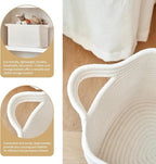 R RUNKA Cotton Rope Storage Basket 15"x10"x9" – Fabric Storage Bins for Organizing Clothes,Toys,Blankets – Durable Woven Stor