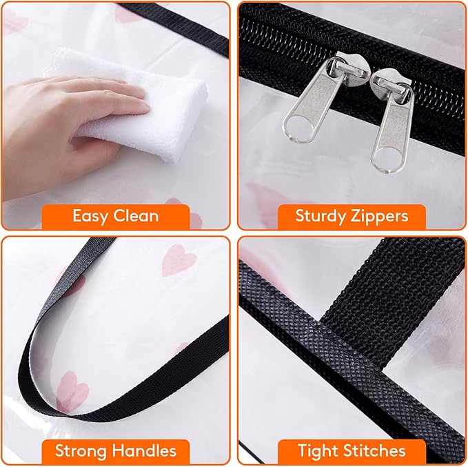 Lifewit 3 Pack Clear Clothes Storage Bags, 110L Plastic Blanket Storage Bag, Vinyl Foldable Moving Bags with Zipper, Closet O