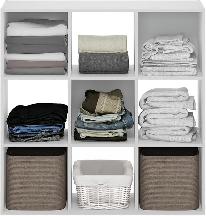 Furinno PELLI Closet Organizers and Storage, 9-Cube Closet Organizer, Open Shelf Closet Storage, for Wardrobe, Bedroom, Livin