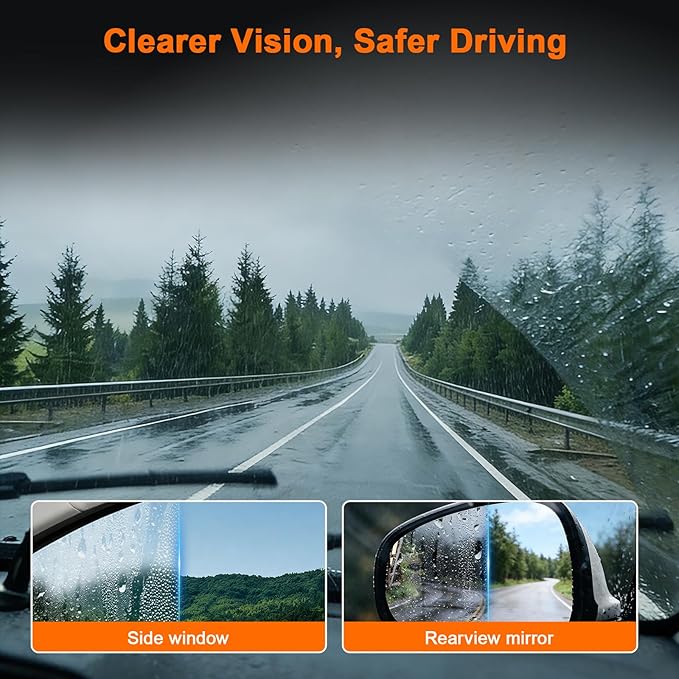 Hydrophobic Glass Coating Spray for Car, Quick-Dry Water-Activated Windshield Rain Repellent, Long-Lasting Protection for Aut