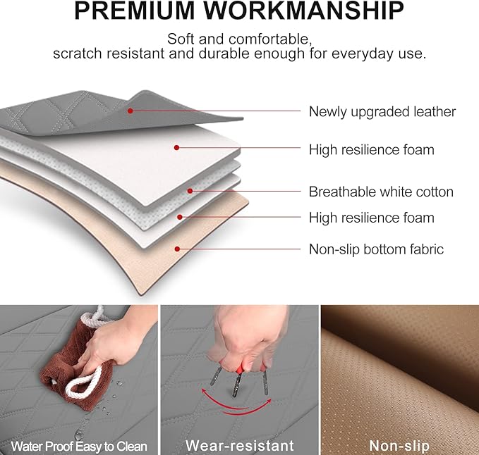 2 Pack PU Leather Front Car Seat Cover Bottom Car Seat, Anti-Slip and Full Wrap Driver Car Seat Protectors with Storage Pocke