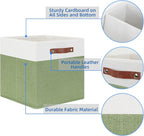 Temary 13 Inch Cube Storage Bin 4 Pack Fabric Storage Cubes Fabric Storage Bin for Shelf, Cube Storage Basket with Leather Ha