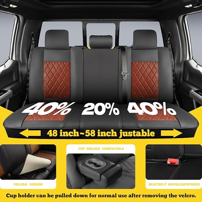 LINGVIDO Car Seat Covers Full Set (5 Seats) - Premium Perforated Nappa Leather, Waterproof Shield, Omni-Adapt Fit SUVs Sedans