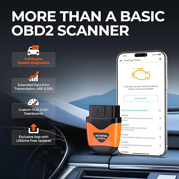 AUTOPHIX 3210 Pro OBD2 Scanner Bluetooth - Check All Engine Fault Codes for All 1996+ Vehicles - Easy DIY Car Scanner with