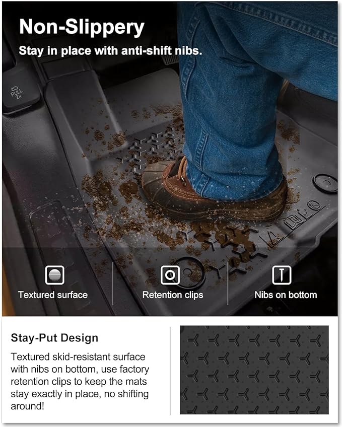 KIWI MASTER Floor Mats for 2021-2026 Ford Bronco Sport, OEM Replacement MP1Z-7813300-AA, Custom Fit All Weather Car Mats, Heavy Duty TPE Floor Liners, Front & Rear 2 Row, Black