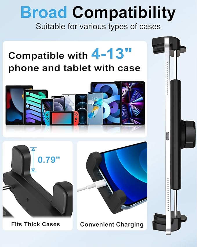Cup Holder Tablet Mount for Pickup Truck, [Adjustable Height] Metal Long Arm SUV Tablet Mount Heavy Duty, Universal Car Cup Holder for 4-13" iPad Pro Air Mini, Phone, Galaxy Z Fold, Fire HD