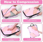 6 Pcs Set ompression Packing Cubes, Expandable Large Packing Cubes for Suitcases and Backpack, Compression Suitcase Organizer