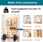 HJZALMI Pegboard Wall Organizer, Wood Pegboard Combination Kit with Shelves & Hooks, Modular Peg Board Panels Storage System 