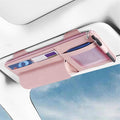 Car Visor Organizer, Multi-Pocket Sunvisor Storage with Sunglass Holder, Document Holder and Visor Card Clip, Fit for AUTO SUV & Truck, Leather Car Accessories Interior (Pink)