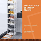 5 Tiers Shoe Rack Organizer for Closet Shoe Holder Storage Narrow Plastic Vertical, Free Standing Shoe Rack Shelf for Entrywa