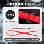 10PCS Snow Chains for Car Tires,Adjustable & Strong Grip Tire Chains for Trucks with Serrated Non-Slip Design,Reusable Tire S