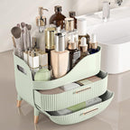 Pajiriona Makeup Organizer with Drawers, Green Skincare Organizer for Vanity, Storage Box with Handle, Large Cosmetic Display