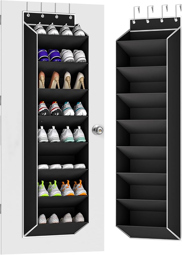 KYEVIS Over The Door Shoe Organizer Storage Fit 16-24 Pairs Hanging Shoe Rack Organiser for Closet Door, Deep Pocket Shoe Hol