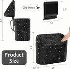 Accmor Bling Car Trash Can with Lid, Mini Vehicle Garbage Organizer Storage Bin Dustbin, Sparkling Crystal Rhinestone Holder Container with 30pcs Garbage Bags Car Accessories