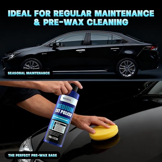 Medium Cut Polish - 17.6 Bottle for Swirl Marks & Light Scratch Removal - Safe Car Paint Polishing Compound - Use by Dual Action Polisher or Hand - All Clear Coats