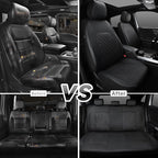 Universal Deluxe Pu Luxury Vinyl Faux Leather Car Seat Covers Full Set, Airbag Compatible, Breathable, Fit for Cars, Trucks, 