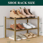 Smiry Small Bamboo Shoe Rack 2-Tier, Stackable Wooden Shoe Organizer for Entryway & Closet, Free Standing Wood Shoe Storage S