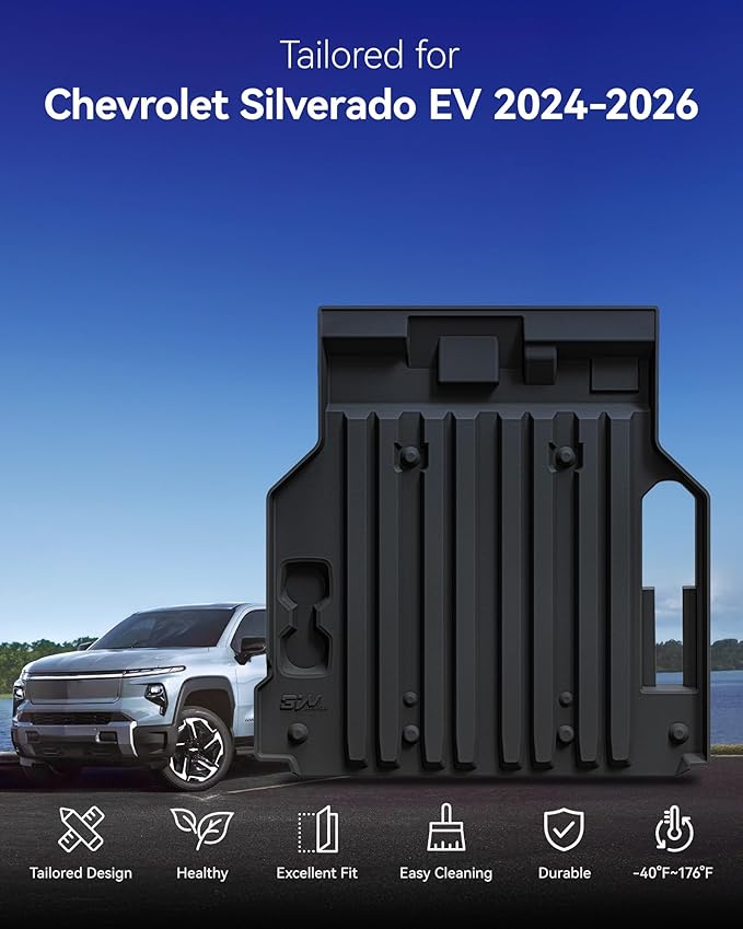 3W Front Cargo Liner Fit for Silverado EV/GMC Sierra EV/Sierra EV Denali 2024 2025 2026 Accessories All Weather TPE Custom Fit Front Trunk Liner for Silverado EV/GMC Sierra EV/Sierra EV Denali