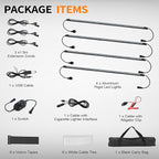 12V LED Interior Light Bar Kit Dimmable IP67 Waterproof Camping String Lights, 4 Bars White Aluminum Magnetic Mount Exterior Lights for RV, Camping Tent,Car
