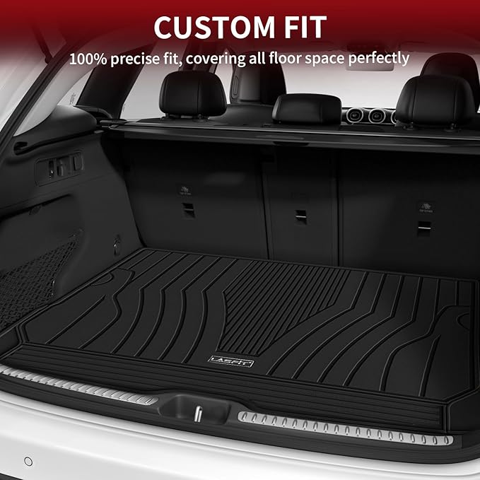 LASFIT Cargo Mat for Mercedes Benz GLC SUV 2026 2025 2024 2023 300/43 AMG (Not Fit Coupe & PHEV), All Weather TPE Non-Slip Cargo Liner Custom Fit GLC 2023-2026 Trunk Mat, Black