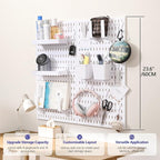 Pegboard Combination Kit, Modular White Pegboard Wall Organizer with 4 Pegboards & Accessories Hanging for Gaming Office Wall