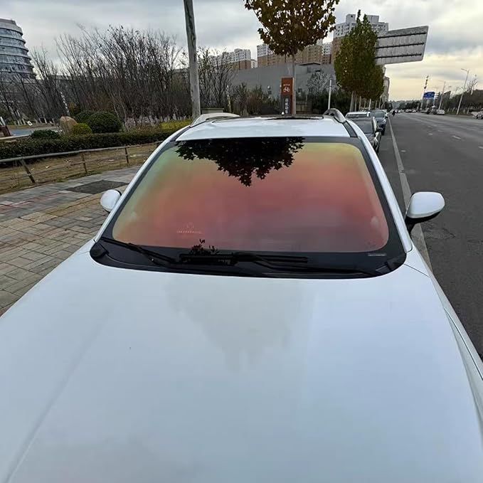 VLT 78% Sunset Orange Red Window Tint for Cars - Chameleon Auto Tints for Windshield, Ceramic Window Tint, Blue Change to Red Window Film for Automotive 39.37" x 118.11"
