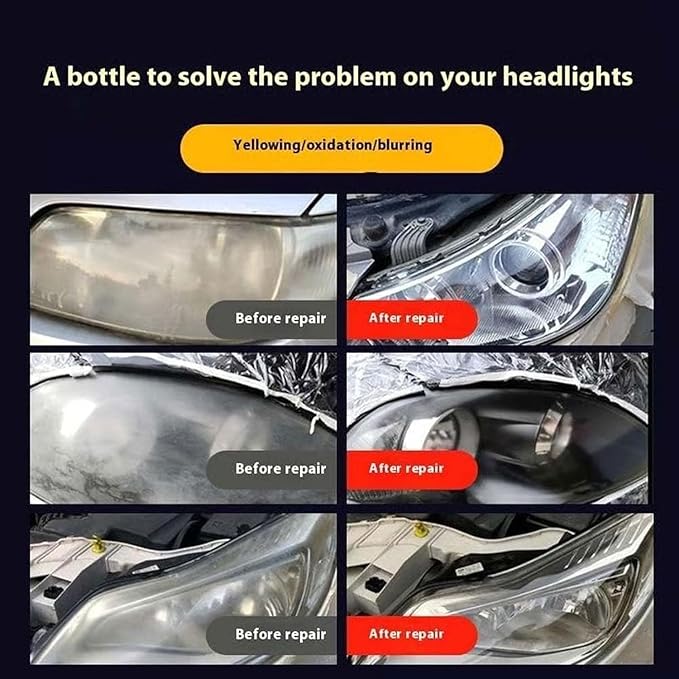 Q1forHeadlight Cleaner, Automotive Headlamp Restoration Fluid Kit, Headlight Restoration Kits, Improve Nighttime Visibility F