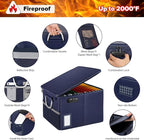 TOMKID Fireproof Document Box, Fire Proof Safe Box for Home Document Organizer with Lock, Fire Organizer Box Office Storage C