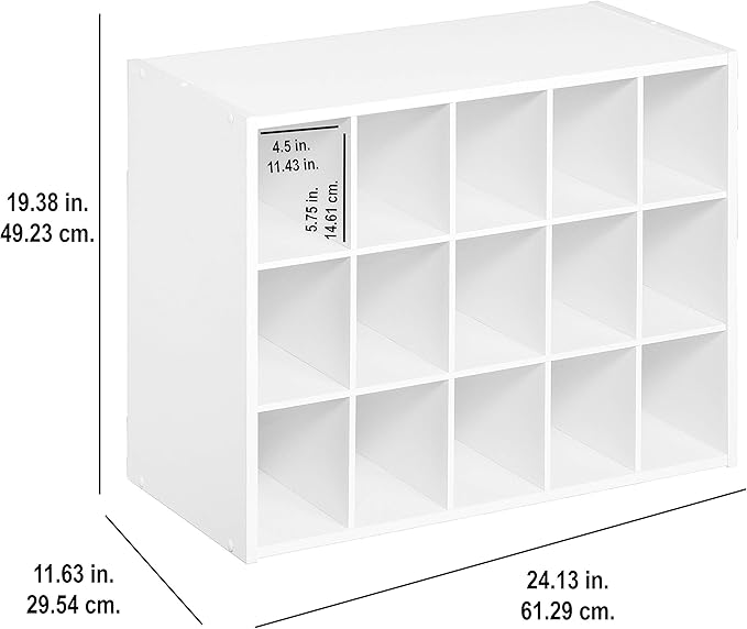 ClosetMaid 15 Cube Stackable Storage Organizer for Shoes, Bags, Crafts, Hobbies with Wood Shelves, for Closet, Entryway or Mu