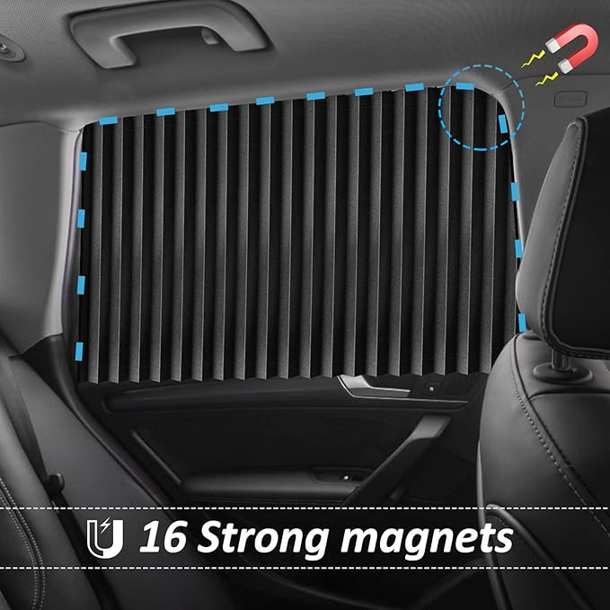 XCBYT Car Window Shades - 2 Pack Car Privacy Curtain 99% Block Light Magnetic Sun Shade for Baby Privacy Protection Keep Cool in Summer Insulate Heat and UV for Sleep Camping Breastfeeding