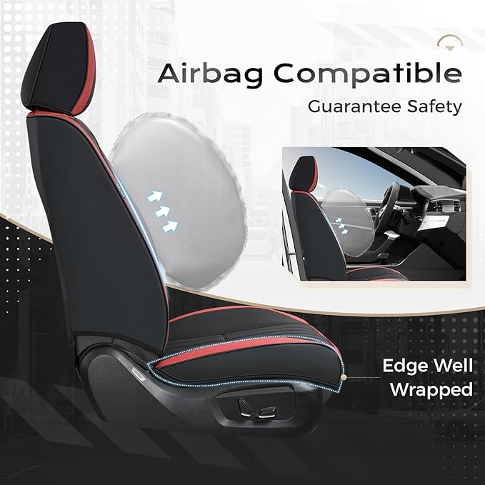 Coverado Car Seat Covers Front Seats, Seat Covers for Cars, Car Seat Protector, 2-Pack Car Seat Cushion Nappa Leather, Waterp
