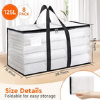 BlissTotes Clear Moving Bags Heavy Duty, 93L Extra Large Storage Bags with Zipper & Reinforced Handles, Waterproof PP Moving 