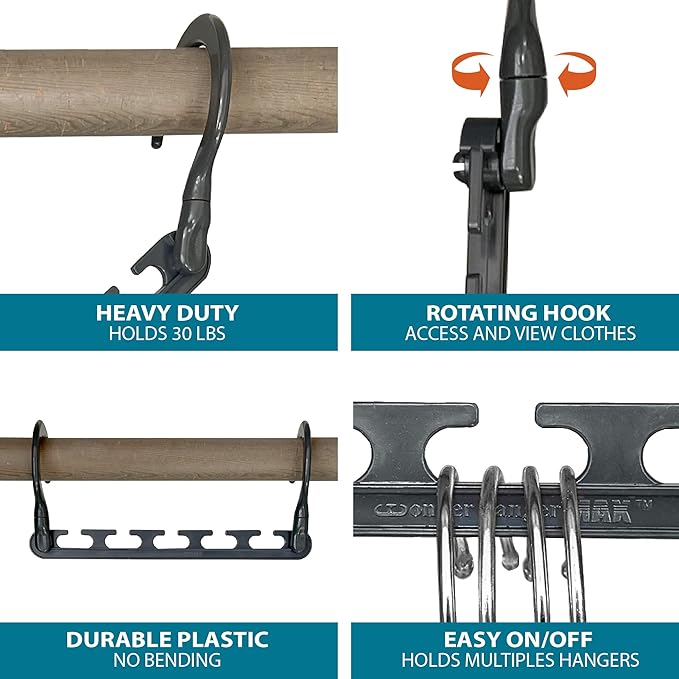 Wonder Hanger Max 20-Pack Space Saving Hangers, Reinforced Hooks Swivels 360°, Cascading Hanger, College Dorms & Storage Clos