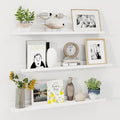 Axeman 36 Inch Floating Shelves | White Picture Ledge Shelf Set of 3 | Rustic Wood Wall Shelves with Lip | 36" White Picture 
