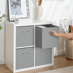 StorageWorks Gray Storage Cubes, 13x13 Storage Cube Bins with Handle, Cube Storage Organizer Bins for Shelves and Closet, Col