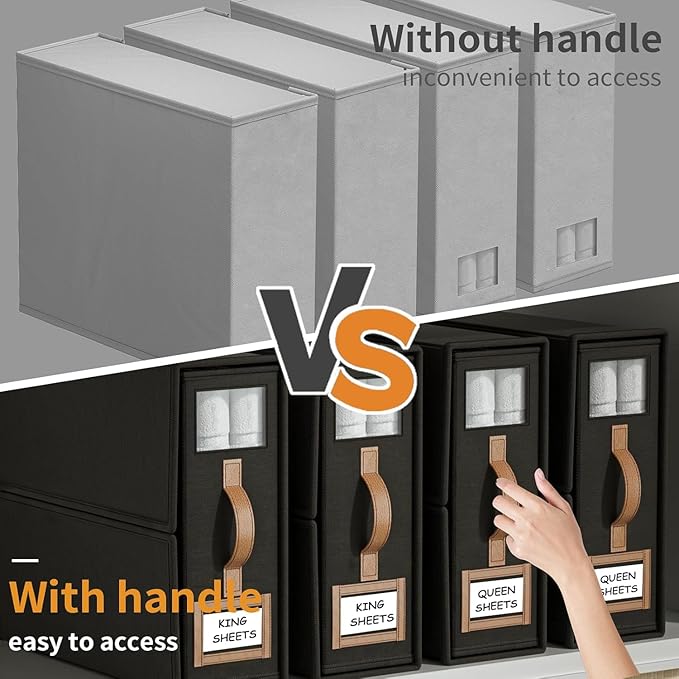 8 Pack Bed Sheets Organizers And Storage,Sheets Set Folder Keeper with Handle,Foldable Bedding Storage Box For Linen Closet,D