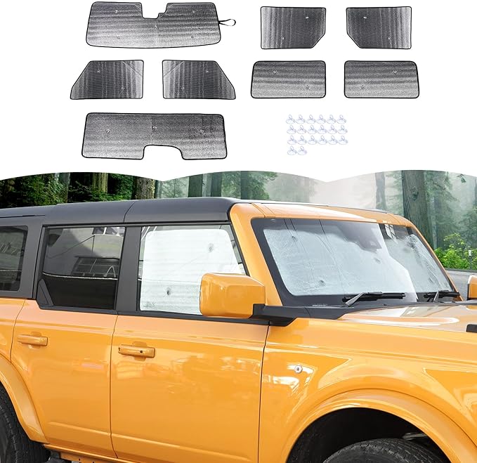 Windshield Sunshade Sun Shade Heat Shield Window Sun Visor Mat for Ford Bronco 4 Door 2021 2022 2023,8PCS
